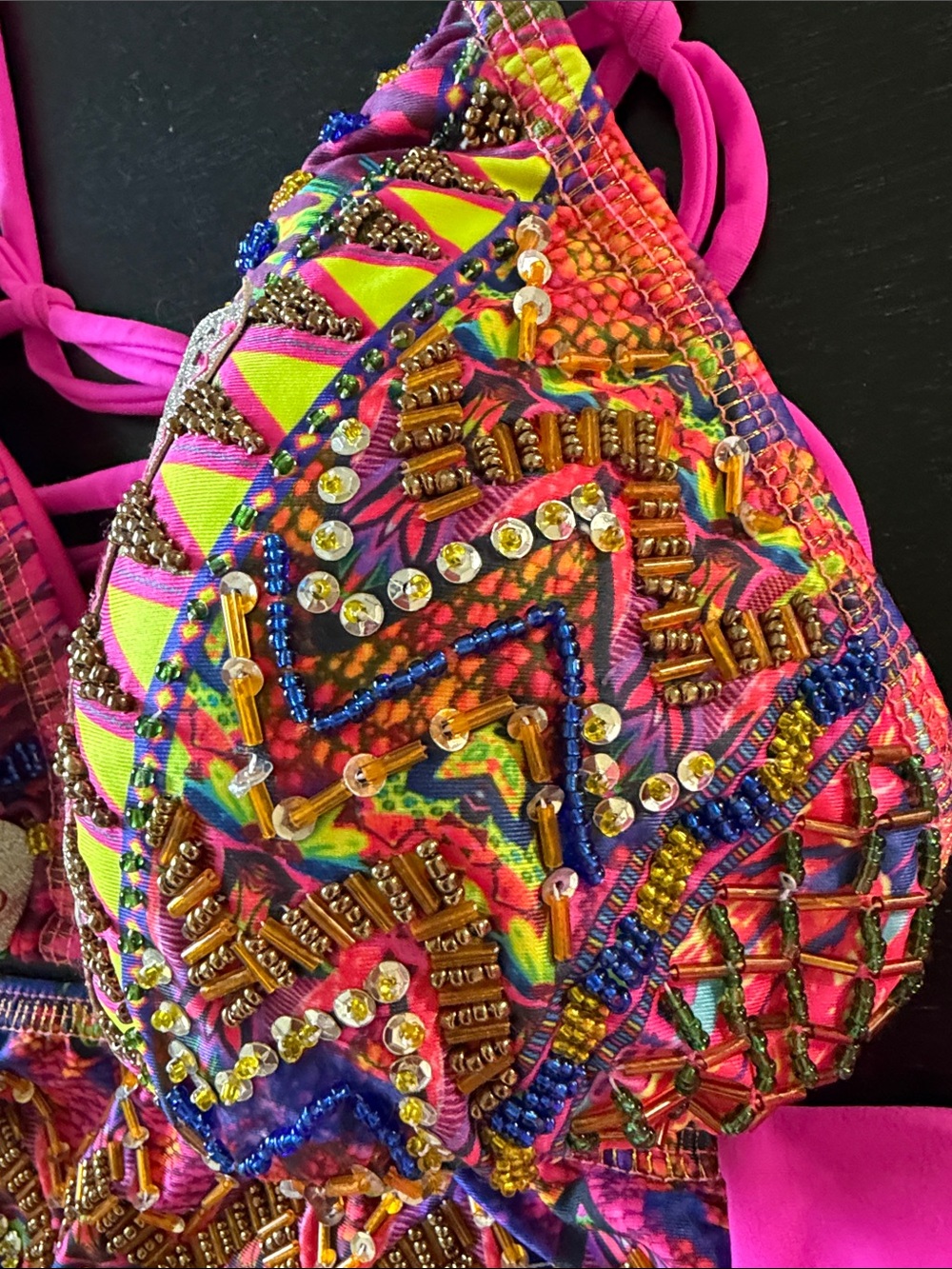 Embroidered  Pink Patterned One-Piece Swimsuit - Picture 2 of 4